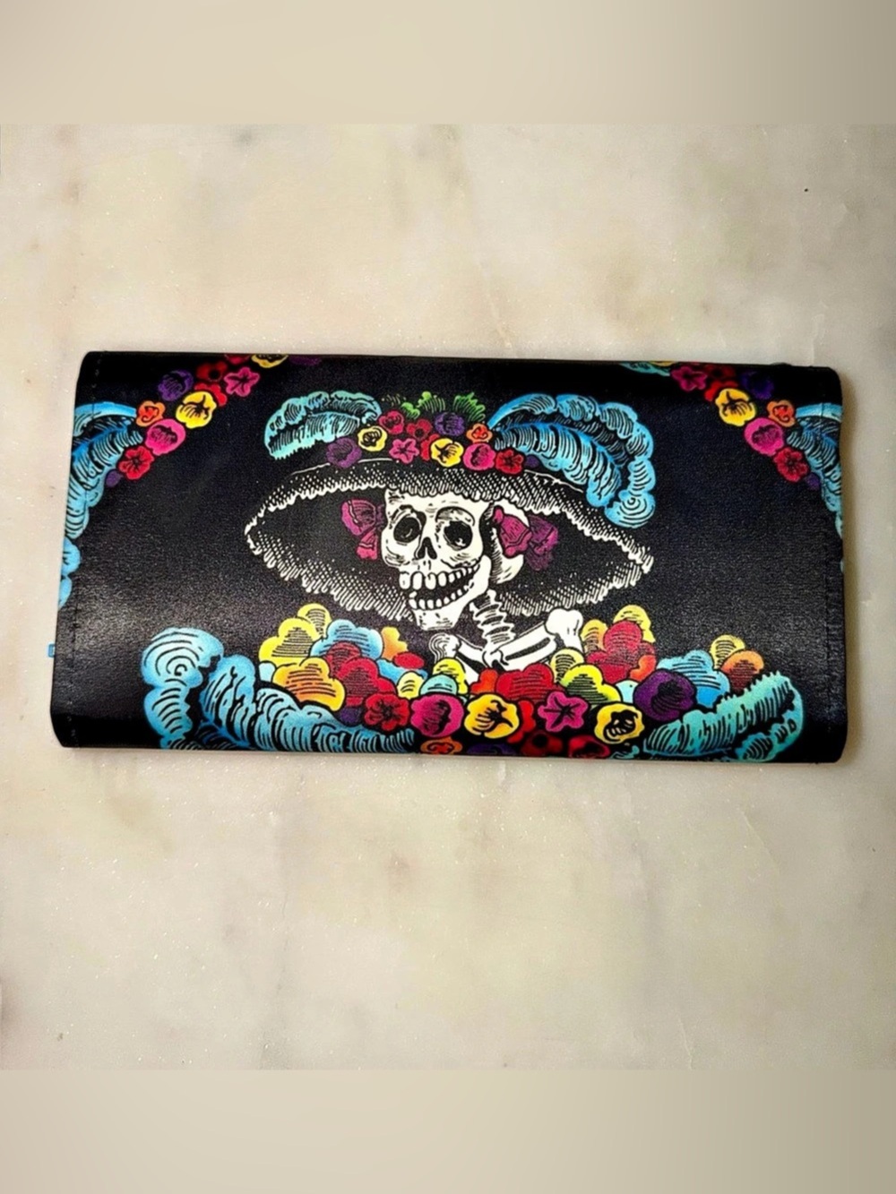 Floral Skull Print Wallet/Cartera clásica catrina